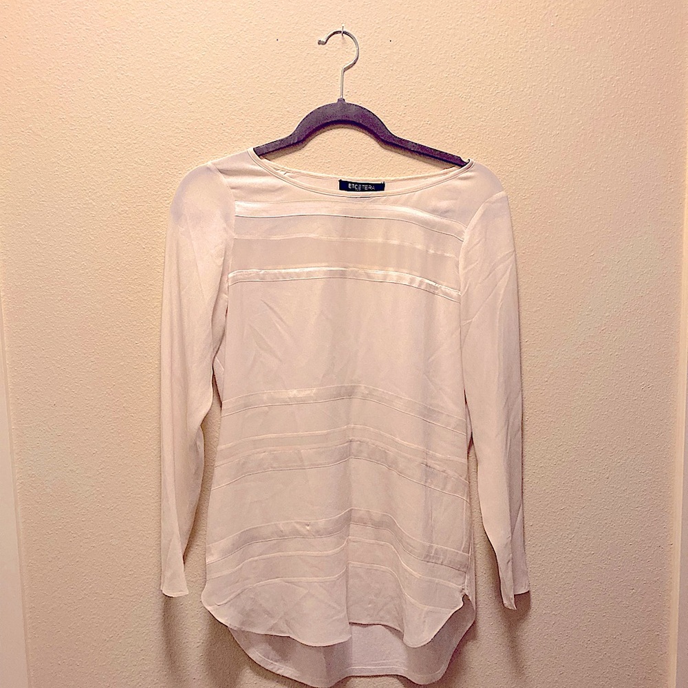 Etcetera Silk and Satin sheer long sleeved blouse